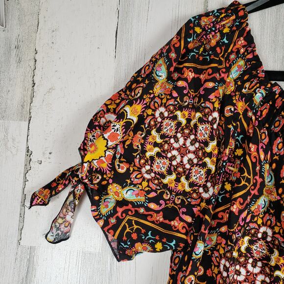 Oddi Multicolor Printed Scoop Neck Short Sleeve Maxi Dress Women's Size 3XL - Picture 8 of 16